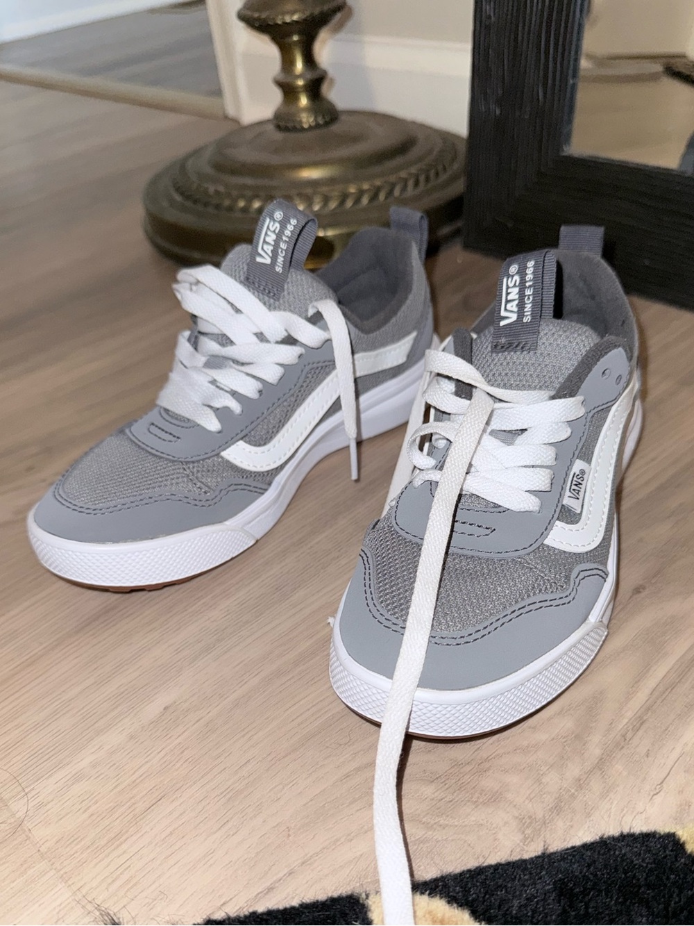 Vans Kids Gray and White Low-Top Skate Sneakers